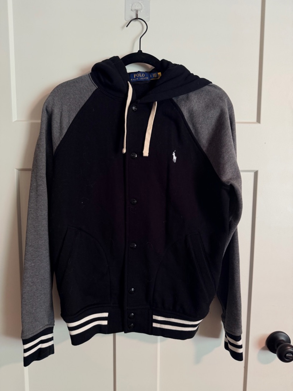 Polo by Ralph Lauren Black Hoodie with Cream Drawcord